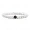Women's bracelet 8030-1 made of white cacholong with a lava bead
